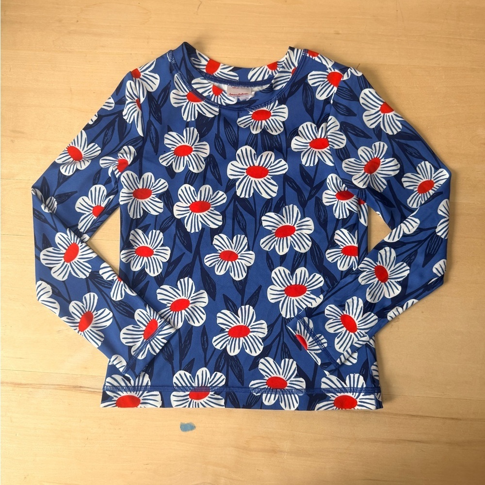 Hanna Andersson Blue and Red Floral Long Sleeve Rashguard
